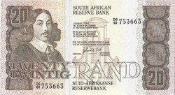20 rand 1982-85 Dél Afrika South African signo 6. Tört sorozatszám Biztonsági szállal aUNC