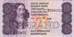 5 rand 1981-89 Dél Afrika South African signo 6. Tört sorozatszám 1.