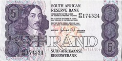 5 rand 1981-89 Dél Afrika South African signo 6. Tört sorozatszám UNC