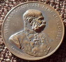 Ferenc József jubileumi emlékérem 1848-1898 , Vivát Imperator - Eljen a Császár . 29,37mm .