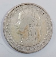 Holland Wilhelmina  királyné 900 finomságú ezüst 25 centes 1897