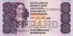 5 rand 1990-94 Dél Afrika South African signo 7. Alfa-numerikus sorszám UNC 1.