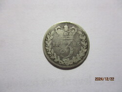 Angol királyi ezüst:  3 penny  1885  Viktória