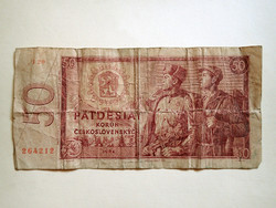 1964-es cseh 50 korona pénz papírpénz bankjegy numizmatika Csehszlovákia