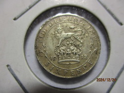 Angol királyi ezüst:  Six  pence 1912. V. György  VF/XF