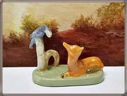 Eschenbach Jenő - A holló és a róka, ritka hibátlan kerámia figura
