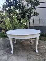 Provence stílusban festett saskarom lábú barokk asztal , vintage