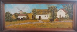 (K) Andrásy Róbert festmény 120x50 cm kerettel  Kunsági tanya
