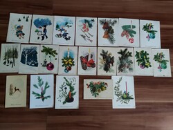 Egyben 21 db rajzos karácsonyi lap között,Sóti Klára,Tomaska Irén,Görög Lajos,Kecskeméty Károly stb.