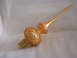 RETRÓ STÍLUSÚ ÜVEG KARÁCSONYFADÍSZ - ARANY CSÚCSDÍSZ!