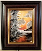 Czinóber - Januári díszlet ( 13 x 18, akril, új keretben )
