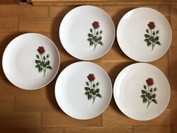 5 db rózsamintás porcelán tányér  -  Z&Co Tirschenreuth - Bavaria