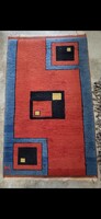 Vintage kézi csomózású geometrikus mintázatú Gabbeh(?) szőnyeg