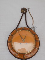 Vintage Skandináv stílusú Junghans ,diófa keretes, réz és üveg 1940-es évek fali órája.
