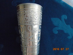 Antik Keleti ötvösmunka, ezüst berakásos  FEHÉR RÉZ dísz váza BIDRIWARE