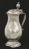 Antik cink vagy ón fedeles kiöntő, 1814