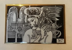 Szász Endre ,porcelán kép ,keretben , extra ritka !