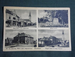 Képeslap,Dombóvár,mozaik,gimnázium,templom,emlékmű,Aigner Lajos Bp. kiadás,1944-