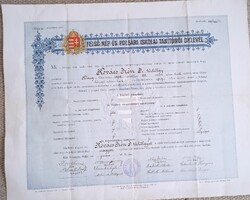 Papírrégiség iratrégiség Tanítói oklevél tanítói képesítés 1917 1920 gyűjtői történelmi érdekesség