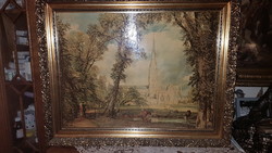 John Constable-(-1776- 1837  tájképfestő-)-Salisbury-KATEDRA--gyönyörű repro, exclusív keretben --
