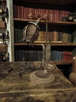 Egyedi aztali lámpa, virág formájú asztali lámpa, réz szirmokkal, 20. század közepéről, design lámpa