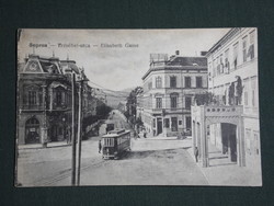 Képeslap, Sopron, Erzsébet utca,villamos,Piri Dániel Sopron kiadás,1920-