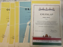1976-1995 Híd-építéssel kapcsolatos oklevelek - 12 db