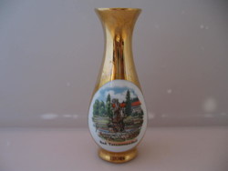 Retro arany kicsi emlék váza, Bad Tatzmannsdorf- Tarcsafürdő -Burgenland