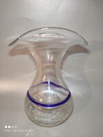 Cseh Harrachov Sklo repesztett jég üveg váza gyűjtői ritkaság