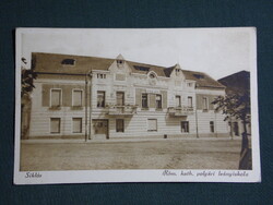 Képeslap,Siklós,Róm. kat. polgári leányiskola látkép,Cserni János kereskedés kiadás Siklós ,1930-
