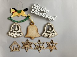 Fa karácsonyfadísz adventi dísz csomag kreatív célra is 9 db