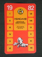 Kártyanaptár,Hungahib sertéshústermelési rendszer,Herceghalom,malac, 1982,  (8)