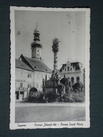 Képeslap,Sopron,Ferenc József tér,szentháromság szobor,Barasits Bp. kiadás,1930-