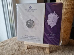 2023 III. Károly megkoronázása 50p 50 penny BU - Royal Mint, Egyesült Királyság