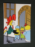 Képeslap,MOKÉP,mozi,Pannónia filmstúdió,Kukori és Kotkoda rajzfilm,grafikai rajzos, 1981