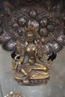 Antik Bronz Szobor - Zöld Tara