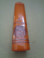 Antik/vintage  ezüsttel iszlám csillag és félhold bakelit cigaretta szipka
