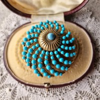 Retro style, turquoise color resin stone, firework shape brooch