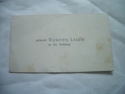 Vízkeleti Vízkelety László m. kir. hadnagy névjegykártya