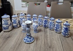 Delfts Kézzel Festett Porcelán Fűszertartó Készlet.13db.