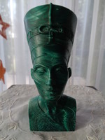 Vintage egyiptomi replika Nefertiti mellszobra, márvány hatású  gyanta