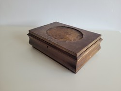 Régi fadoboz kártyadoboz Biedermeier 31 cm fa doboz