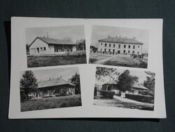 Képeslap,Ajka,mozaik,művelődési ház,iskola,óvoda,látkép részlet 1957-