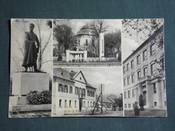 Képeslap,Aszód,mozaik részletek,Petőfi szobor,emlékmű,tanácsháza,templom,1960-