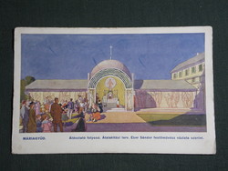 Képeslap,Máriagyüd,Áldoztató folyosó,Átalakítási terv,Éber Sándor festőművész vázlat, 1914-