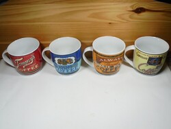 Retro régi porcelán Coffee feliratú kávés bögre - G. Wrum KG német gyártmány - 4 db