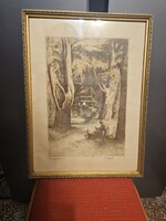 Komjáti-Wanyerka Gyula - Rőzseszedő 1937 rézkarc