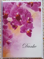 Köszönet képeslap borítékkal üdvözlőlap üdvözlőkártya levelezőlap postatiszta német orchidea virág