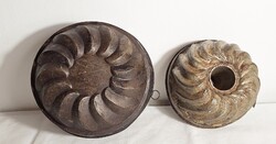 2 darab régi pléh cukrász sütőforma , kuglóf