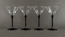 1T973 Elegáns fekete FRANCE LUMINARC talpas pezsgős pohár készlet 4 darab
